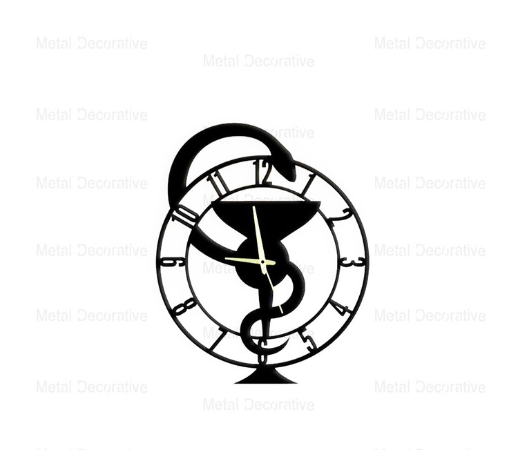 ساعت دیواری مدرن فلزی داروخانه با موتور آرام گردH602