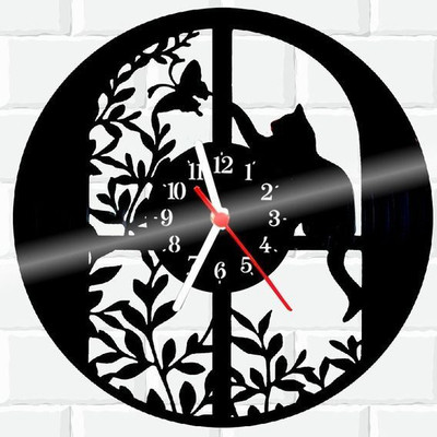ساعت دیواری مدرن لیزری لاکچری طرح گربه H312