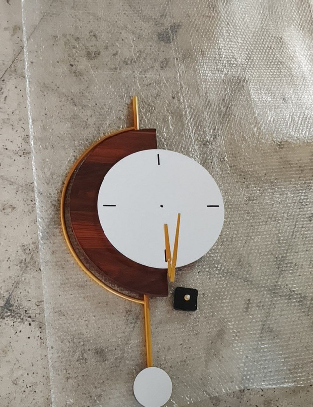 ساعت دیواری تلفیقی فلز و چوب لاکچری زیبا H640