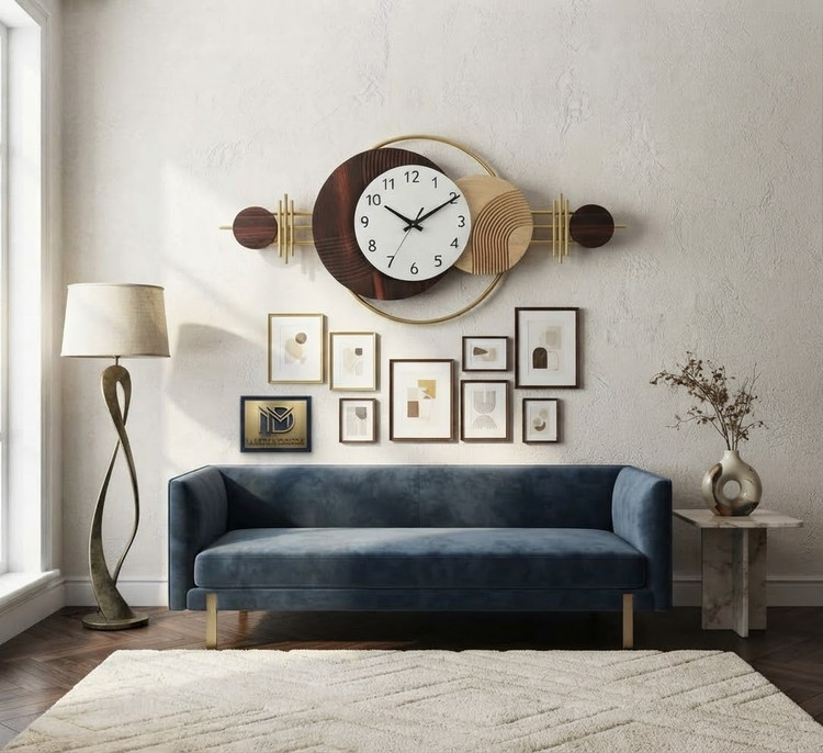 ساعت دیواری مدرن تلفیقی چوب و فلز H658