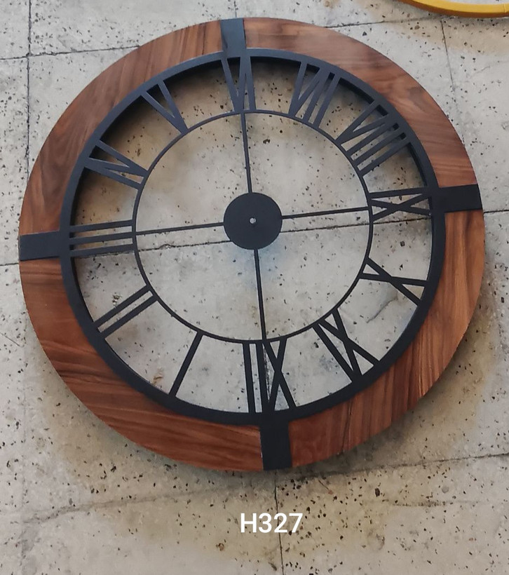 ساعت دیواری تلفیق چوب و فلزی لیزری H327