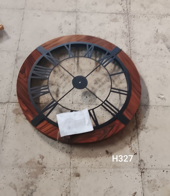 ساعت دیواری تلفیق چوب و فلزی لیزری H327