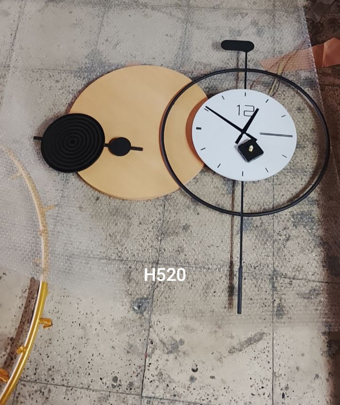 ساعت مدرن فلزی و چوب H520